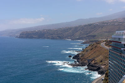 High angle view of sea against sky