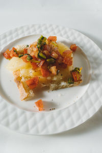 High angle view of food served in plate