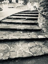High angle view of stone steps