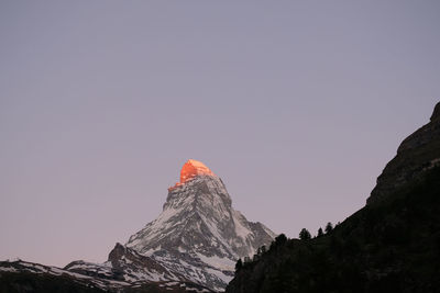 Panoramic view of volcanic mountain against clear sky