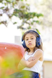 Portrait of cute girl looking away