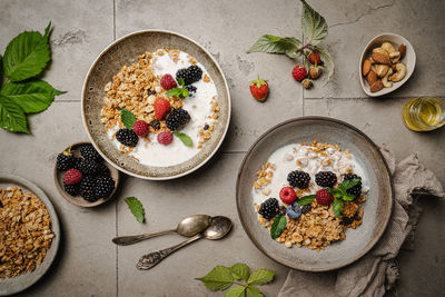 High angle view of food on table