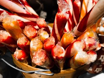 High angle view of candies at market