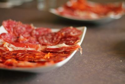 Close-up of meat in plate