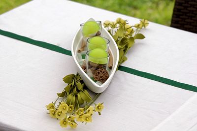 Close-up of flowers on table