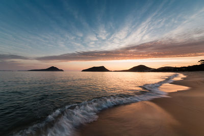 Scenic view of sea against sky during sunset