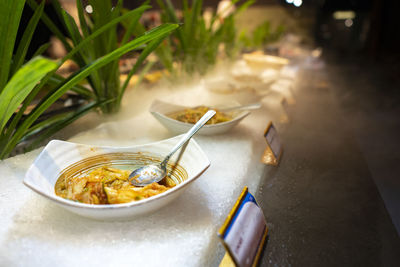 Close-up of food in bowl on table