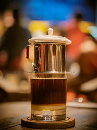 Close-up of coffee filter on table