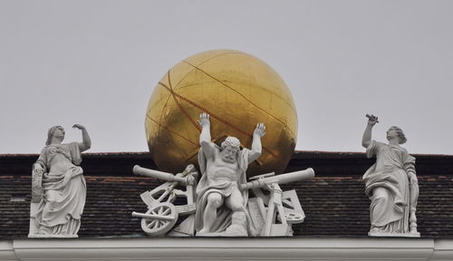 Low angle view of statue against clear sky