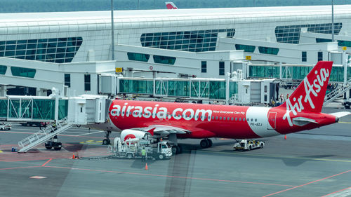 Information sign on airport runway