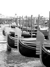 View of boats moored in canal