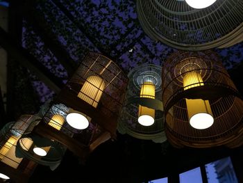 Low angle view of illuminated ceiling