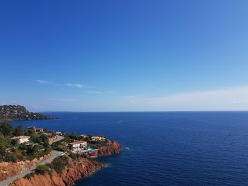 View of sea against blue sky