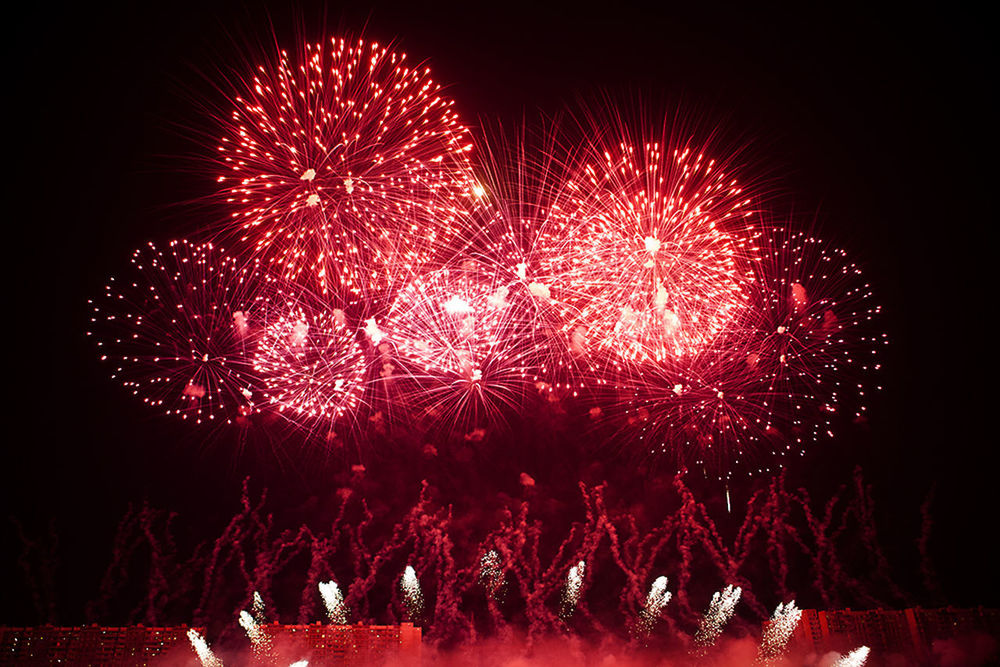 FIREWORK DISPLAY AT NIGHT