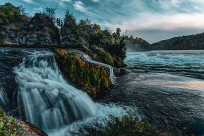 Panoramic view of the rhine falls with laufen castle, switzerland