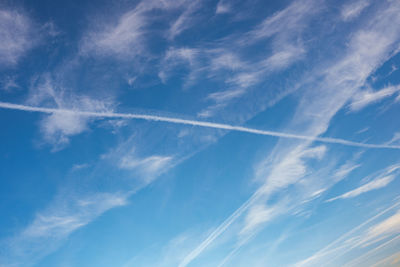 Low angle view of vapor trail in sky