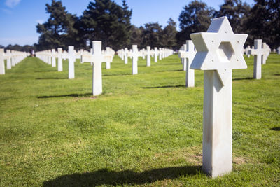 View of cross on cemetery