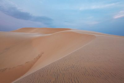 Sand dunes in desert against sky