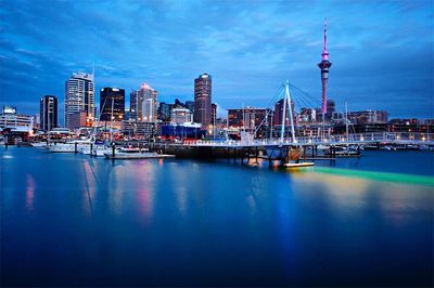 City lit up at night