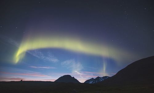 Low angle view of aurora in sky during sunset