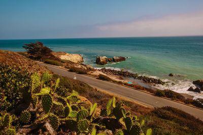 Scenic view of sea against clear sky