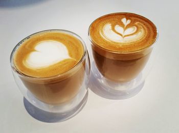 High angle view of coffee on table