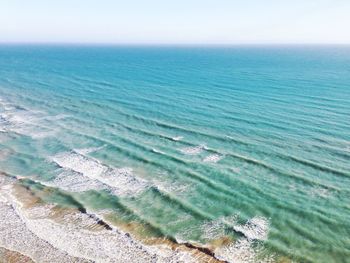 Scenic view of sea against blue sky