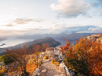 Scenic view of mountains against sky during autumn