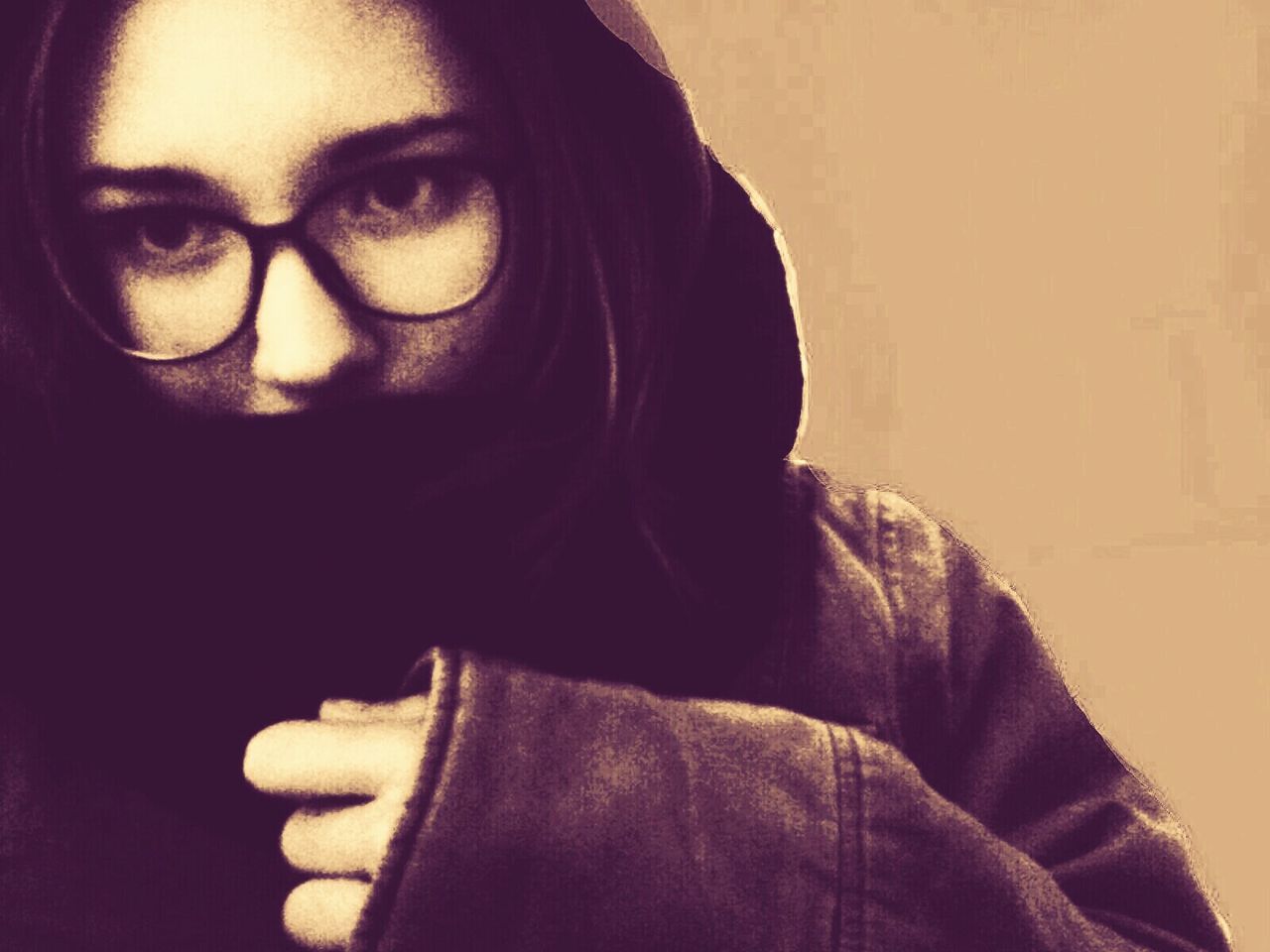 lifestyles, one person, real people, young adult, looking at camera, human face, front view, young women, leisure activity, hooded shirt, close-up, headshot, hood - clothing, portrait, indoors, eyeglasses, women, people, day, human body part, adult