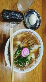 High angle view of food on table