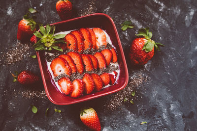 High angle view of vegetables on barbecue grill