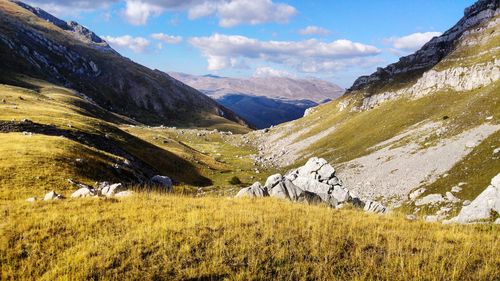 Scenic view of mountains against sky