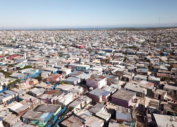 High angle view of townscape against sky