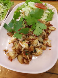 High angle view of meal served in plate