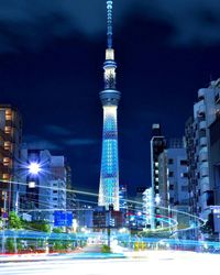 Illuminated city at night