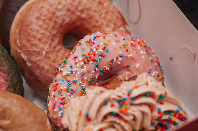 Close-up of donuts