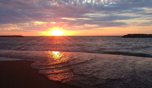 Scenic view of sea at sunset