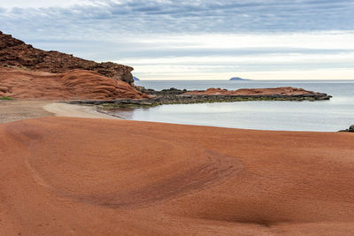 Scenic view of beach against sky