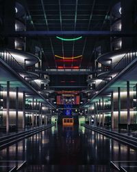 Illuminated modern building at night