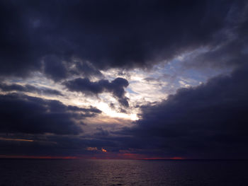Scenic view of sea against dramatic sky