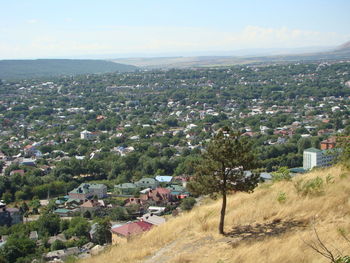 High angle view of townscape against sky