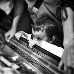 Boy playing in pool