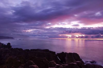 Scenic view of sea against cloudy sky