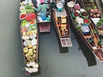High angle view of food on table