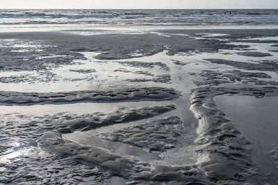 Scenic view of sea shore during winter