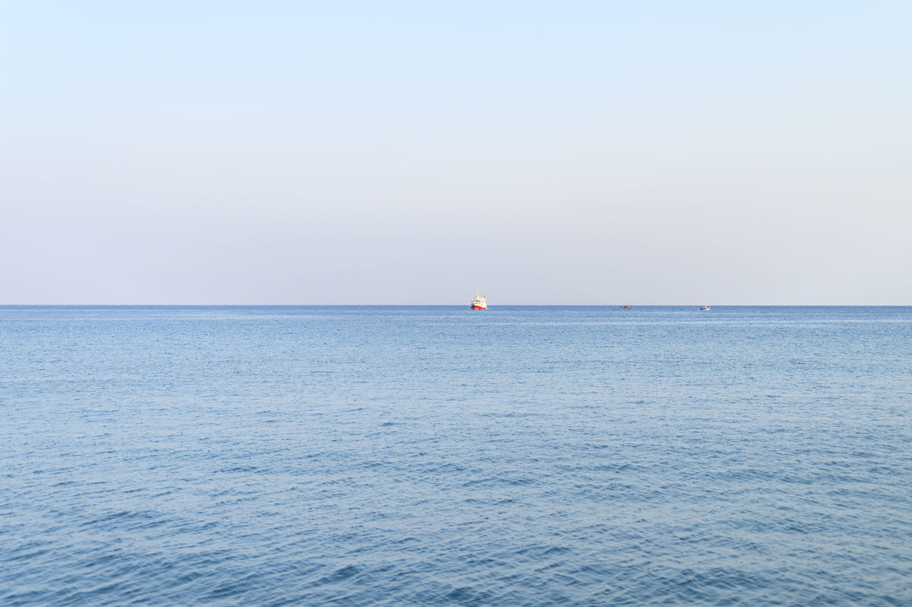 SCENIC VIEW OF SEASCAPE AGAINST CLEAR SKY