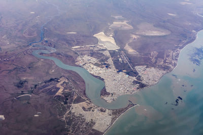 Aerial view of rio grande and landscape