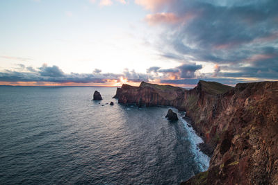 Ponta de sao lourenco on the island of madeira, portugal. rock formations and raw ferocity of nature