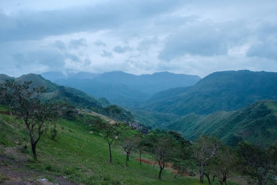 Scenic view of mountains against sky