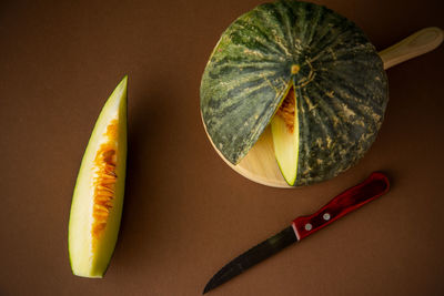 High angle view of fruits on table